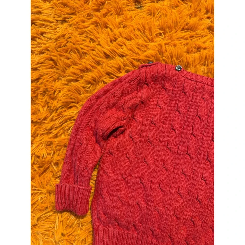Ralph Lauren Kids Red Cable Knit Cotton Sweater Pony Logo 24M